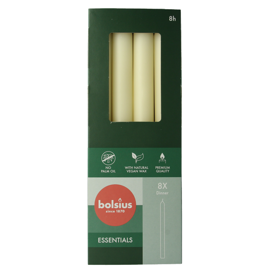 Bolsius Dinerkaarsen 230/20 soft pearl 8 Stuks