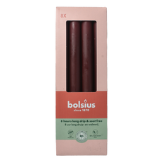Bolsius Dinerkaarsen 230/20 velvet red 8 Stuks