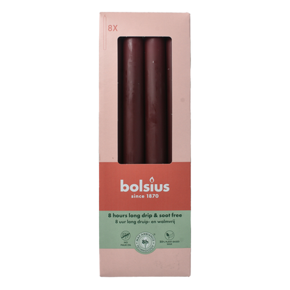 Bolsius Dinerkaarsen 230/20 velvet red 8.00 Stuks