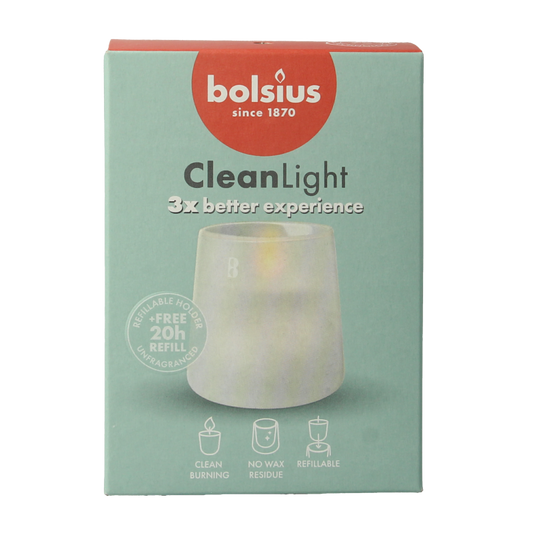 Bolsius Clean Light starterkit houder wit - incl. geurloze 1 Stuks