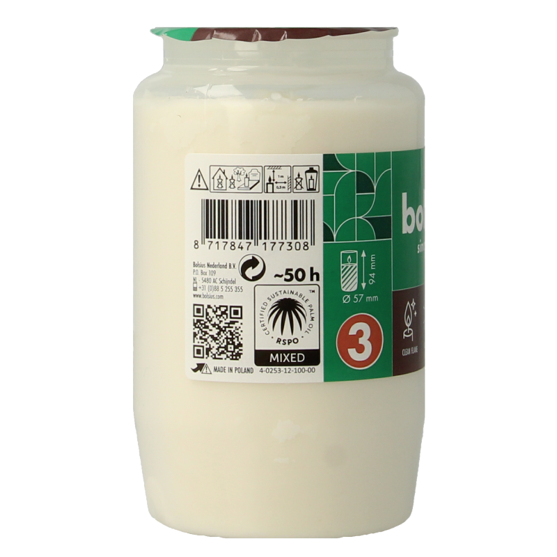 Bolsius Herdenkingslicht nr 3 compo transparant 1 Stuks