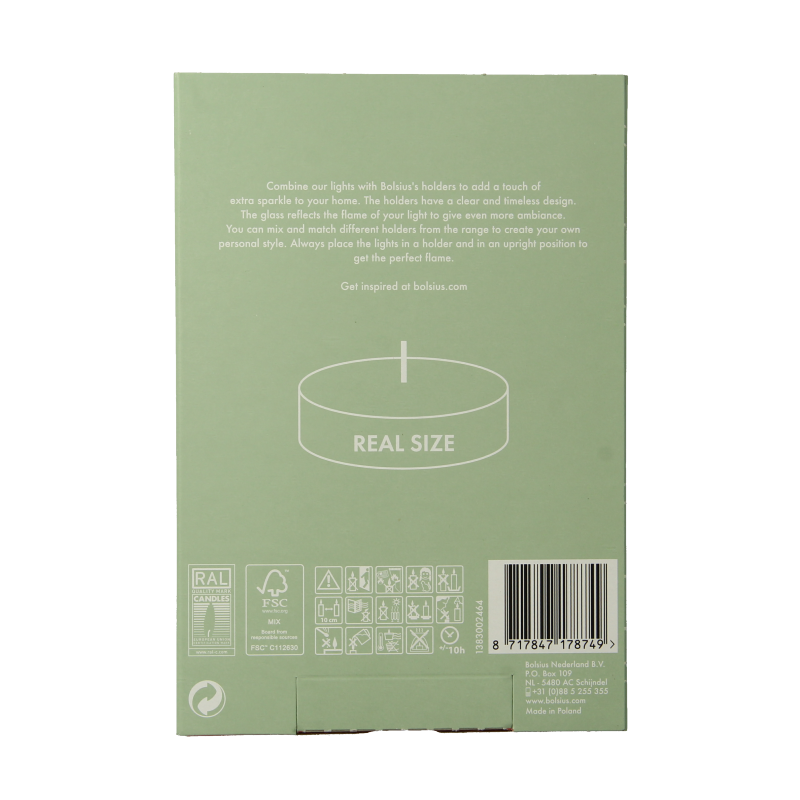 Bolsius Maxi lichten 10uur wit met gouden cup 12 Stuks