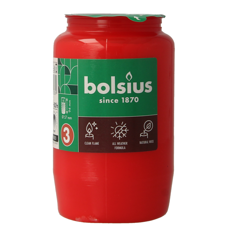 Bolsius Herdenkingslicht nr 3 rood 1 Stuks