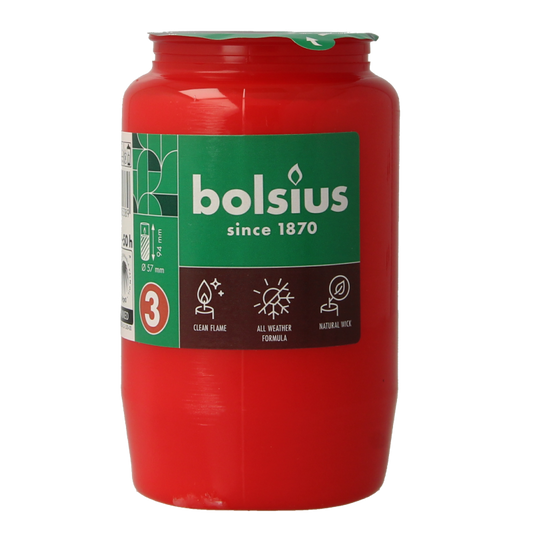 Bolsius Herdenkingslicht nr 3 rood 1 Stuks