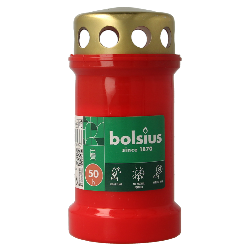 Bolsius Herdenkingslicht nr3 rood met deksel 1 Stuks