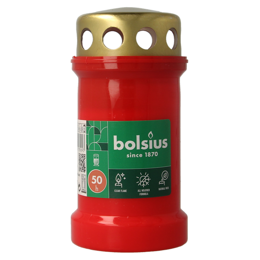 Bolsius Herdenkingslicht nr3 rood met deksel 1 Stuks