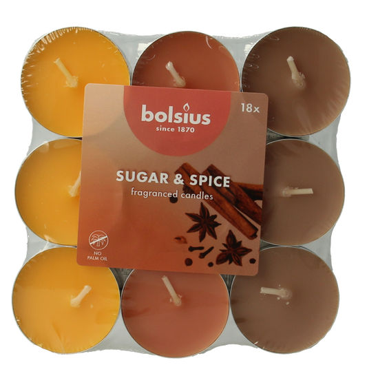 Bolsius Geurtheelicht multi colour brick 18 sugar & spice 18 Stuks