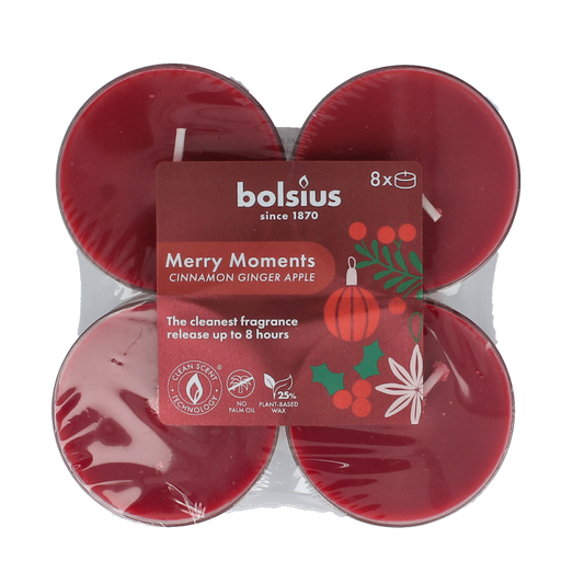 Bolsius Maxlicht merry moments cinnamon ginger 8 Stuks
