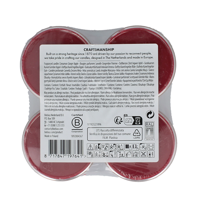 Bolsius Maxlicht merry moments cinnamon ginger 8 Stuks