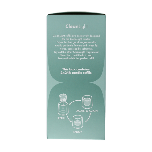 Bolsius Clean light gardenia & fig navul 2 Stuks