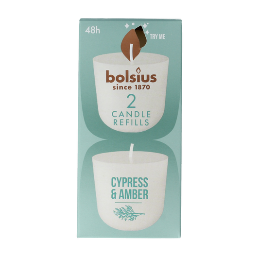 Bolsius Clean light cypress & amber navul 2 Stuks