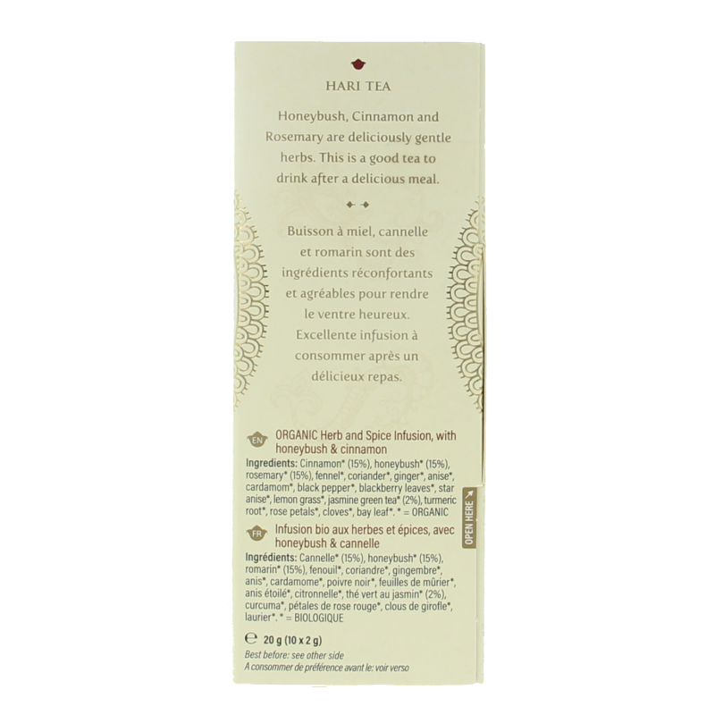 Hari Tea Honeyrush cinnamon rosemary lightness bio 10 Stuks