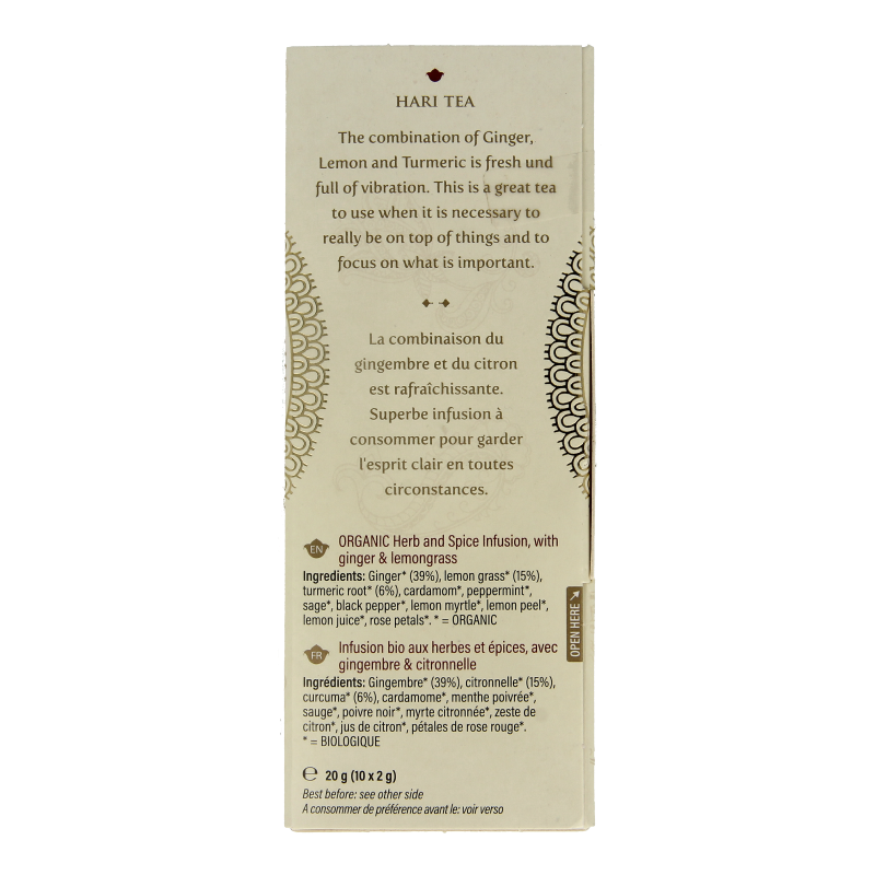Hari Tea Ginger lemon & tumeric mindscape ginger bio 10 Stuks