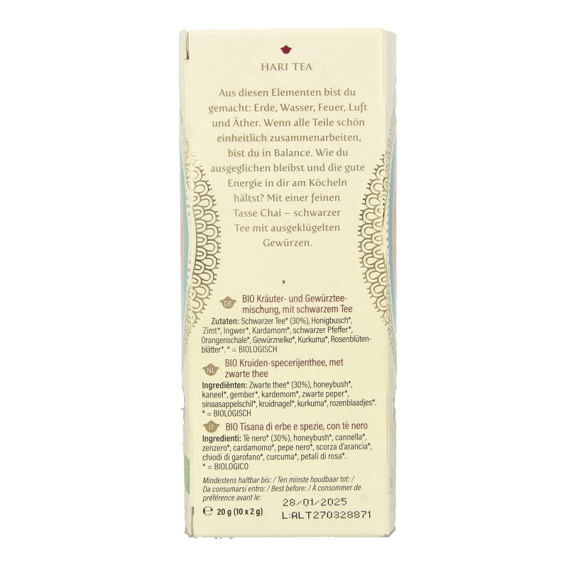 Hari Tea Golden chai in harmony bio 10 Stuks