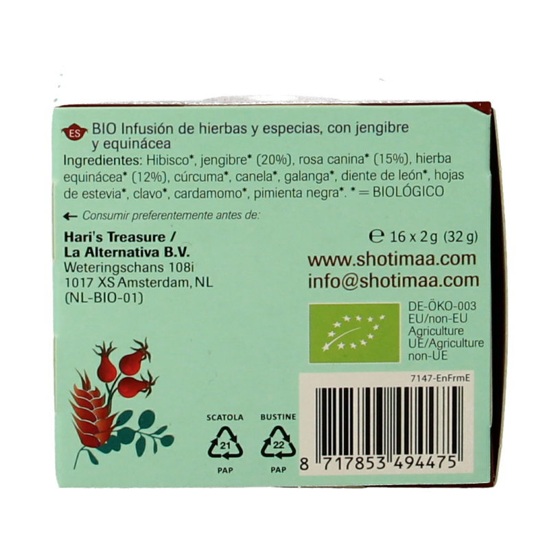 Shoti Maa Lifespring echinacea, ginger & rosehip bio 16 Zakjes