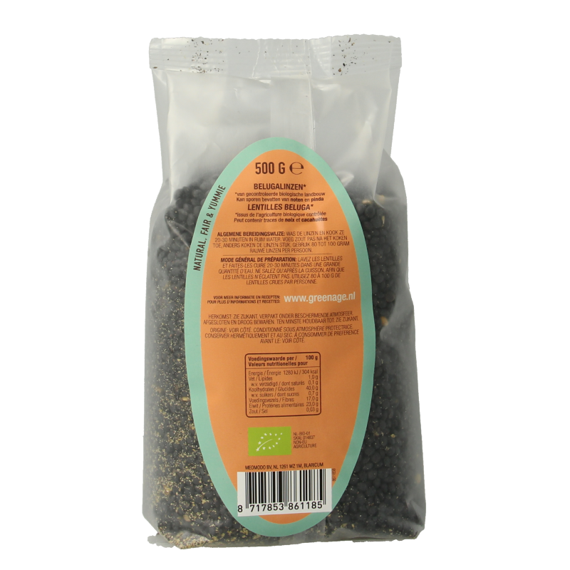 Greenage Beluga linzen bio 500 Gram