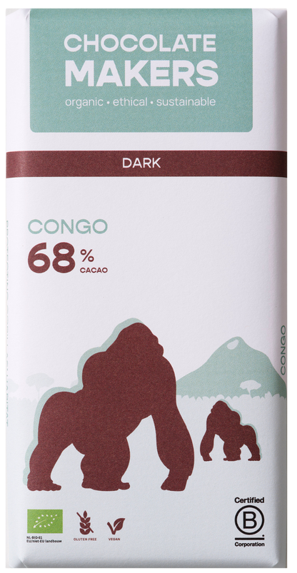 Chocolatemakers Gorilla bar 68% puur bio 80.00 Gram