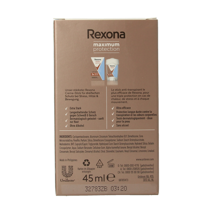 Rexona Deodorant stick woman max prot clean scent 45.00 Milliliter