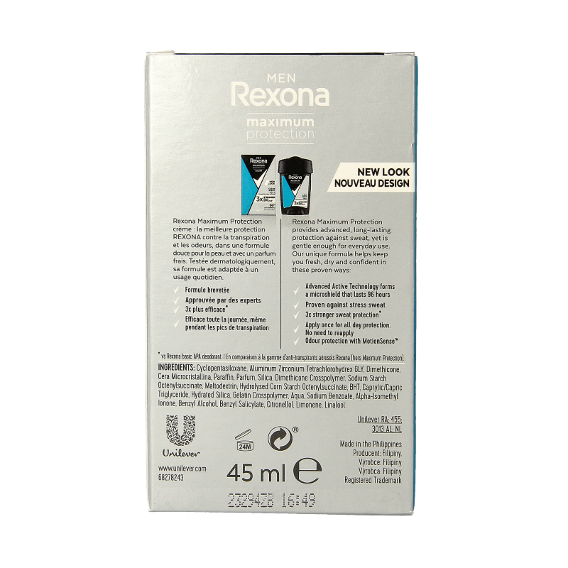 Rexona Deodorant stick men max protect clean scent 45 Milliliter