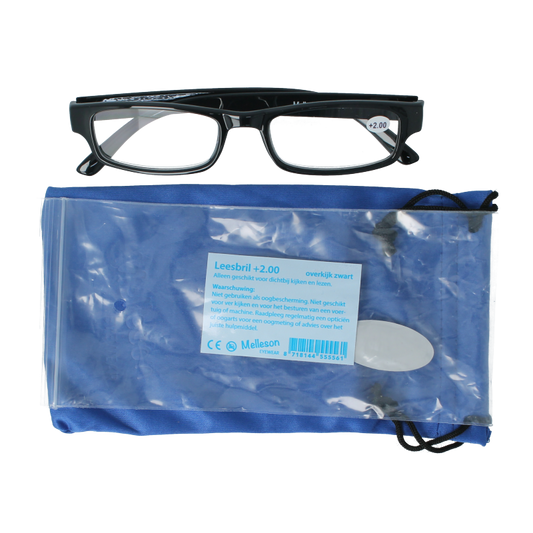 Melleson Overkijk leesbril zwart +2.00 1 Stuks
