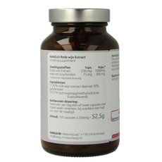 Hanoju Rode wijn extract 250mg 150.00 Vegetarische capsules