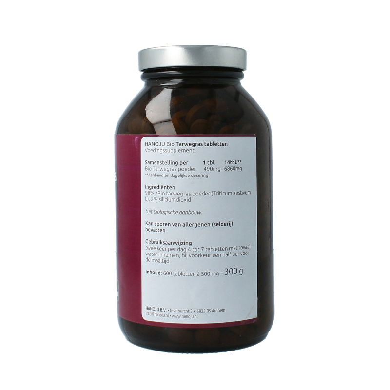 Hanoju Tarwegras glas flacon bio 600 Tabletten