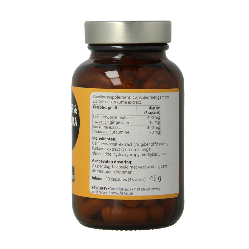 Hanoju Gember & kurkuma extract 90 Vegetarische capsules