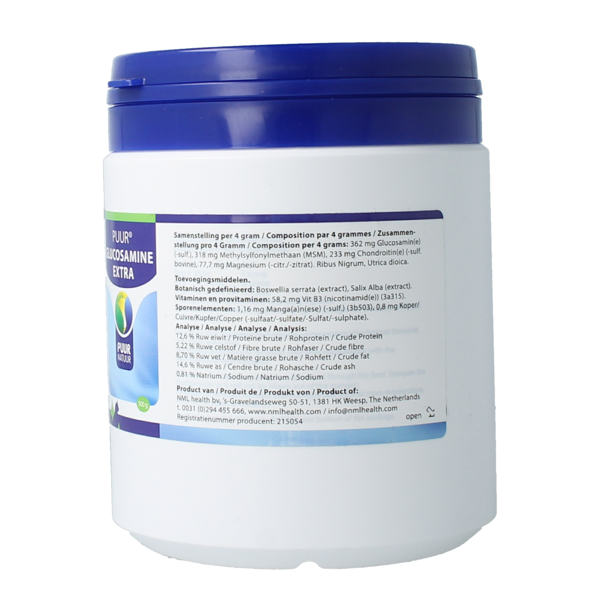 Puur Glucosamine extra hond kat 500.00 Gram