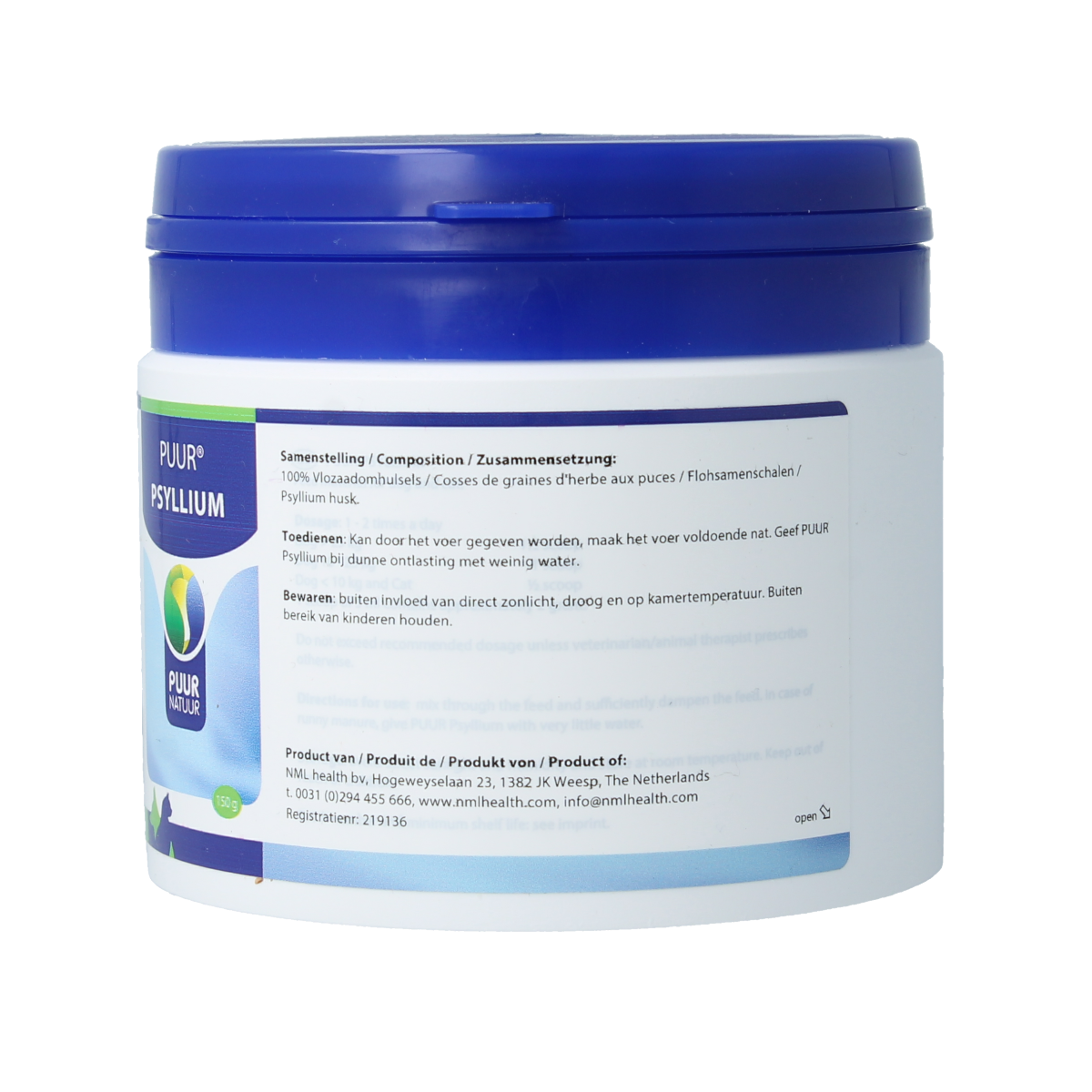 Puur Psyllium hond kat 150.00 Gram