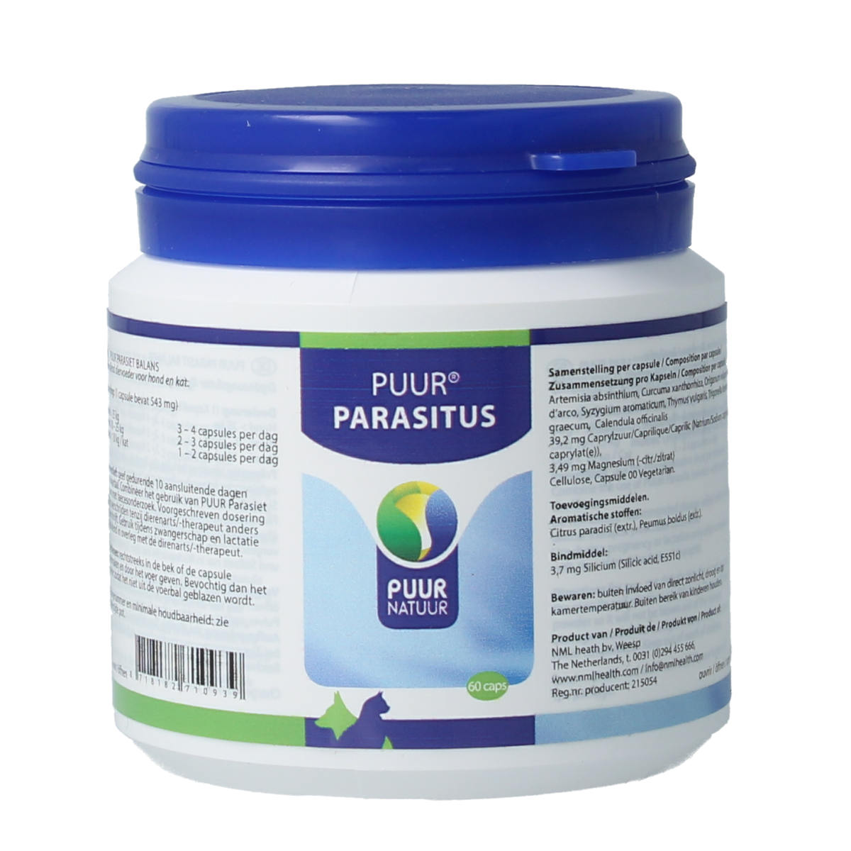 Puur Parasitus hond en kat 60.00 Capsules