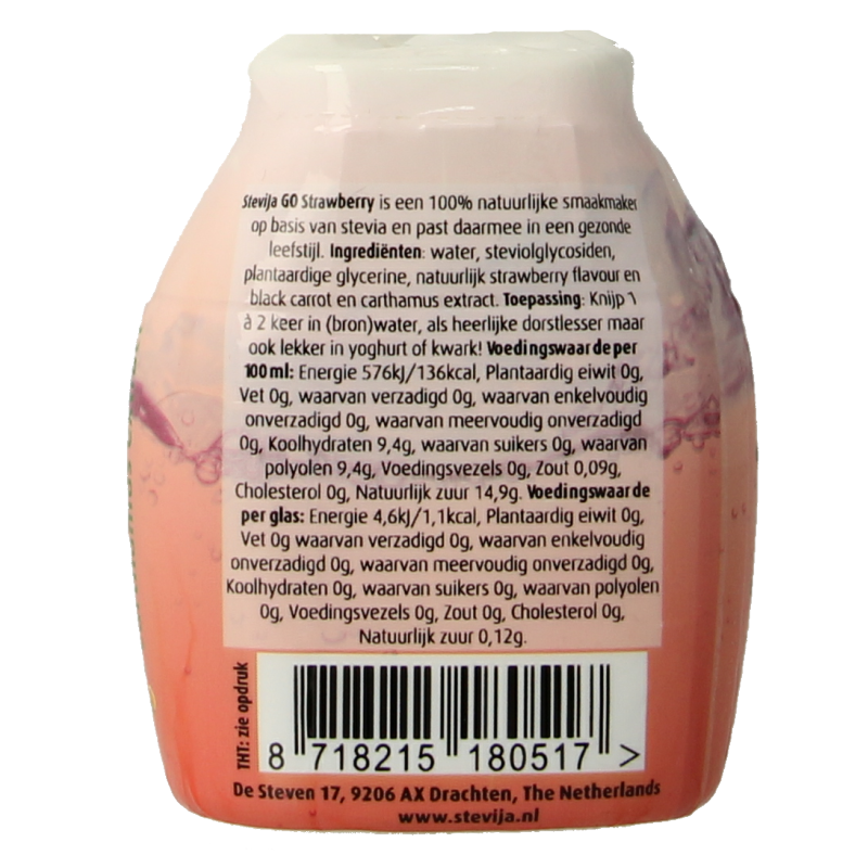 SteviJa Stevia limonadesiroop go strawberry 40 Milliliter