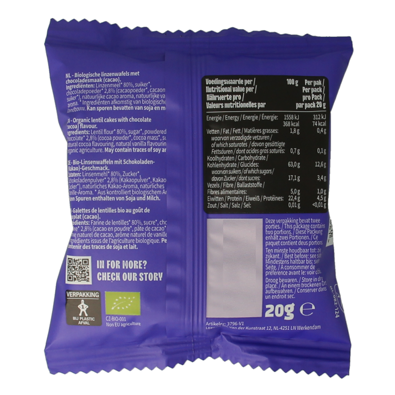 Leev Lovely lentil cakes cacao bio 20 Gram