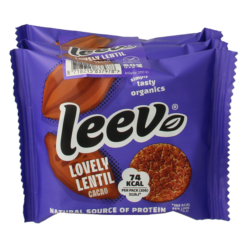 Leev Lovely lentil cakes cacao bio 60 Gram