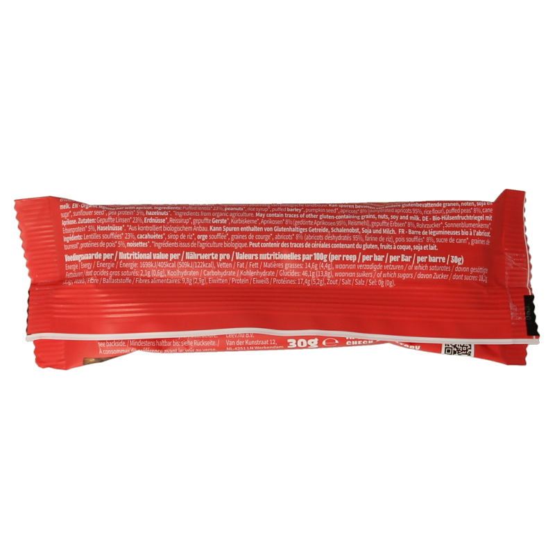 Leev Lovely lentil bar apricot bio 30 Gram