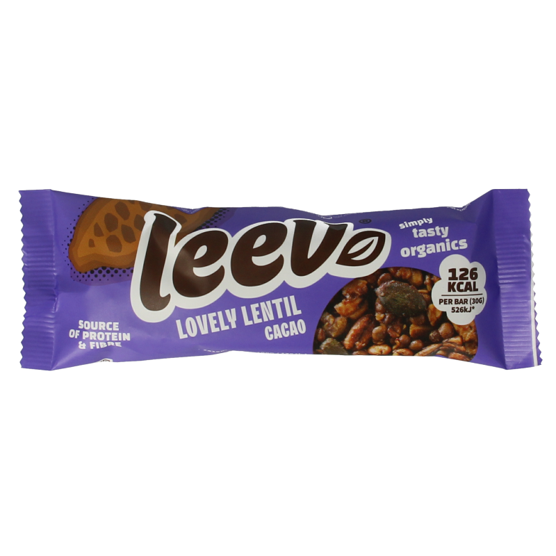 Leev Lovely lentil bar cacao bio 30 Gram