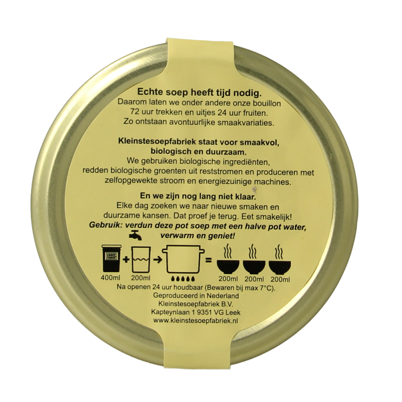 Kleinstesoepfabriek Pure tomatensoep bio 400 Milliliter