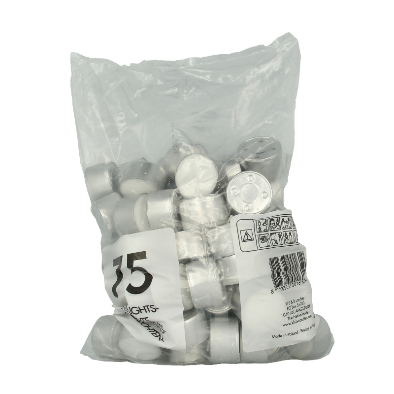 Bolsius Neutraal theelicht wit  8uur zak 75 Stuks