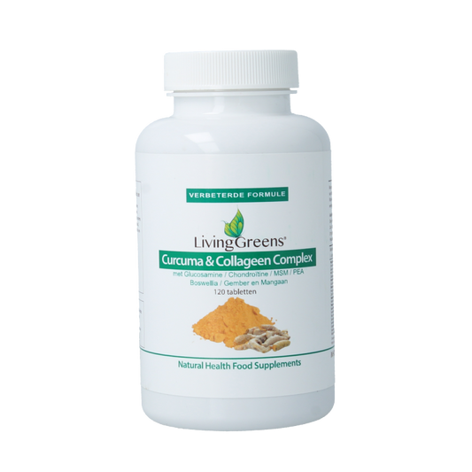Livinggreens Curcuma & collageen complex 120 Tabletten