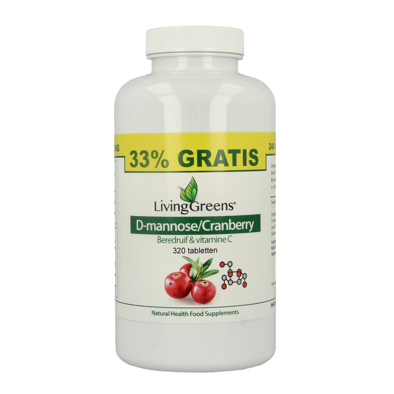 Livinggreens Cranberry D-Mannose voordeelverpakking 320 Tabletten
