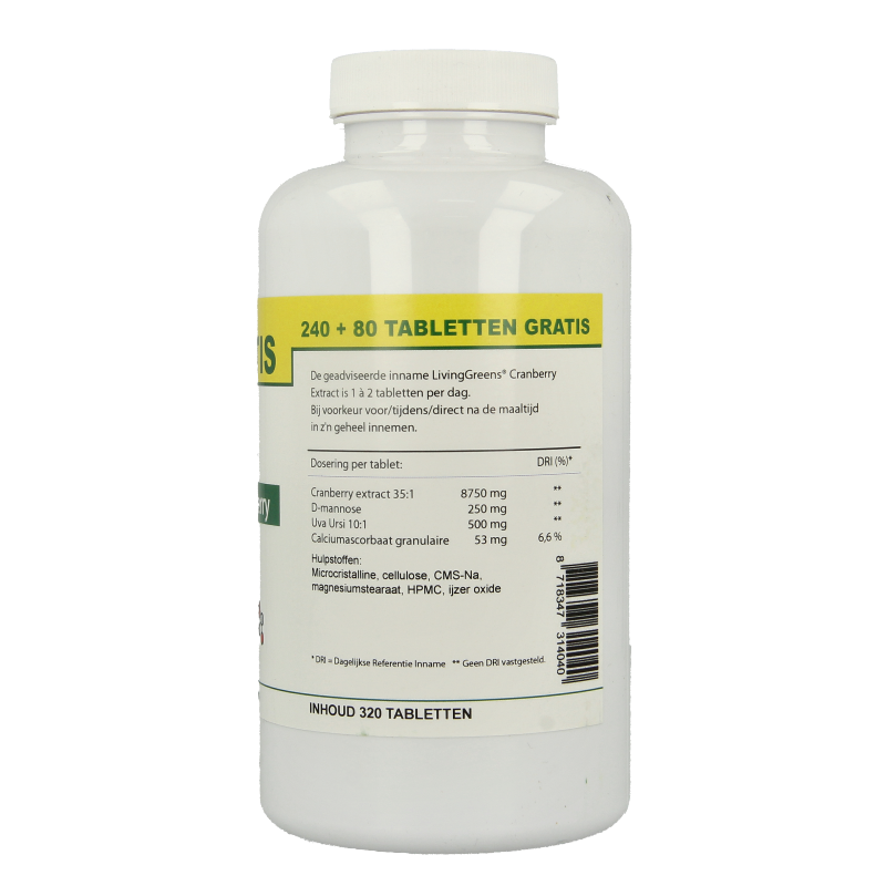 Livinggreens Cranberry D-Mannose voordeelverpakking 320 Tabletten