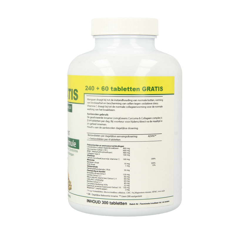 Livinggreens Gewrichten formule curcuma & collageen complex 300 Tabletten