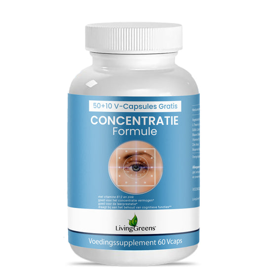 Livinggreens Concentratie formule 50 + 10 60.00 Vegetarische capsules