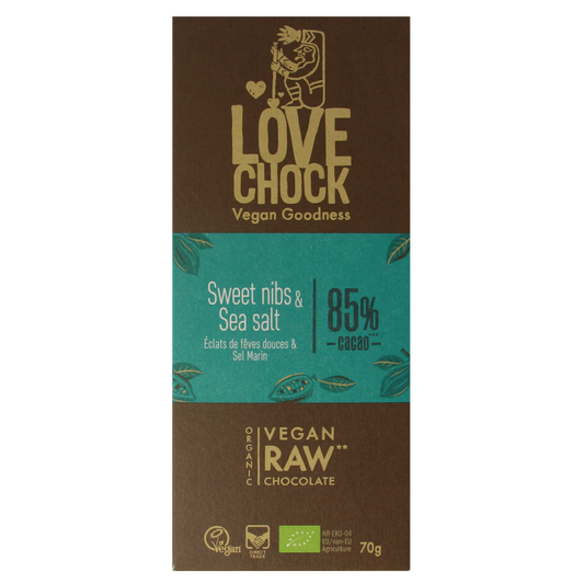 Lovechock Sweet nibs & seasalt bio 70 Gram