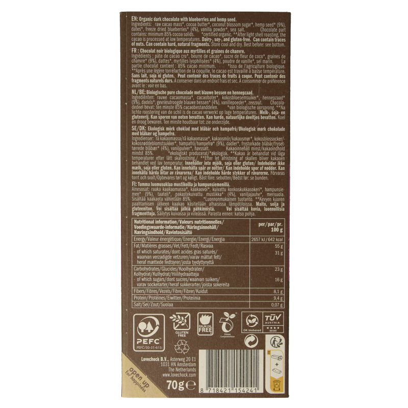 Lovechock Blueberry hempseed bio 70 Gram