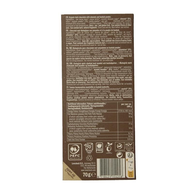 Lovechock Almond baobab bio 70 Gram