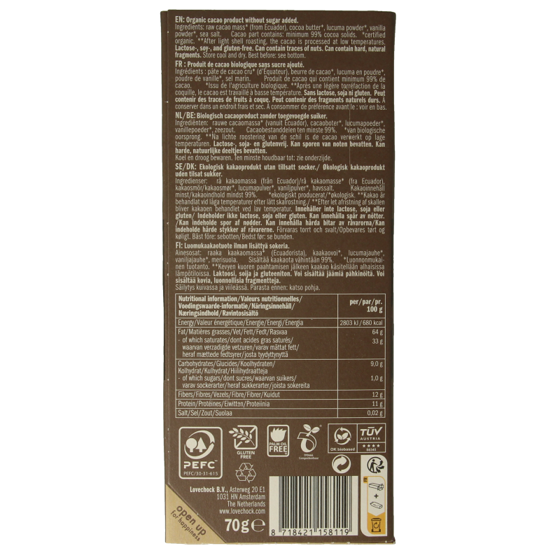 Lovechock Extreme dark 99% pure bio 70 Gram