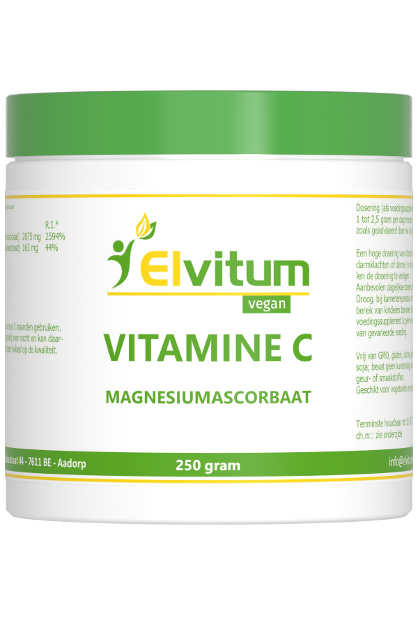 Elvitum  Vitamine C poeder magnesiumsorbaat 250 Gram