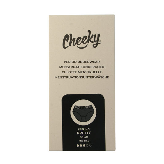 Cheeky Wipes Menstruatie ondergoed Feeling Pretty zw maat 38-40 1.00 Stuks
