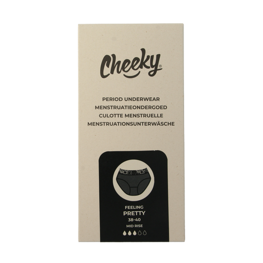 Cheeky Wipes Menstruatie ondergoed Feeling Pretty zw maat 38-40 1 Stuks