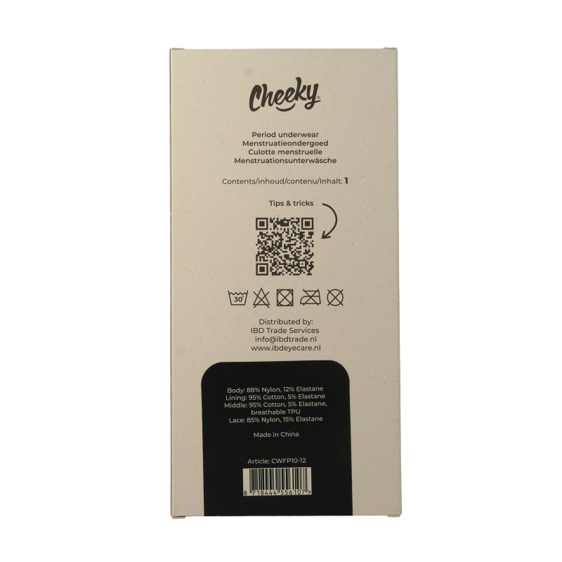 Cheeky Wipes Menstruatie ondergoed Feeling Pretty zw maat 38-40 1 Stuks